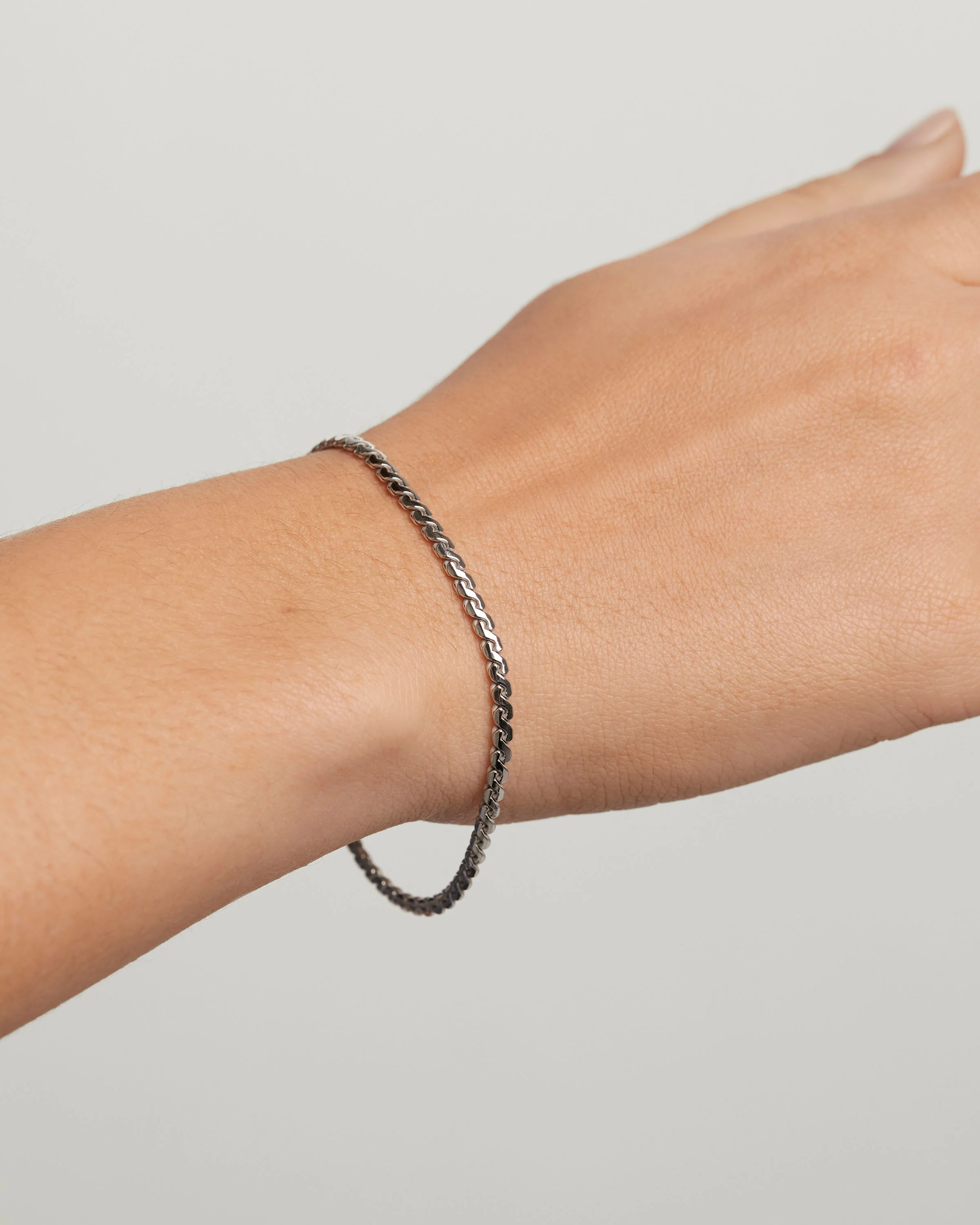 Serpentine Silver Chain Bracelet