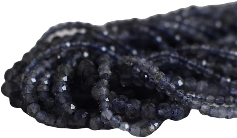 13 inch Strand of Natural gem Iolite Semi, 4x3mm rondelle Faceted Beads for DIY Jewelry Making. | Beads_04921