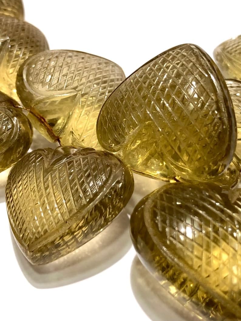 Natural Lemon Quartz Hert Smooth Beads 14x15-15x20mm 8 inch Long String Jewelry Making Gemstone Beads for Necklace Bracelet