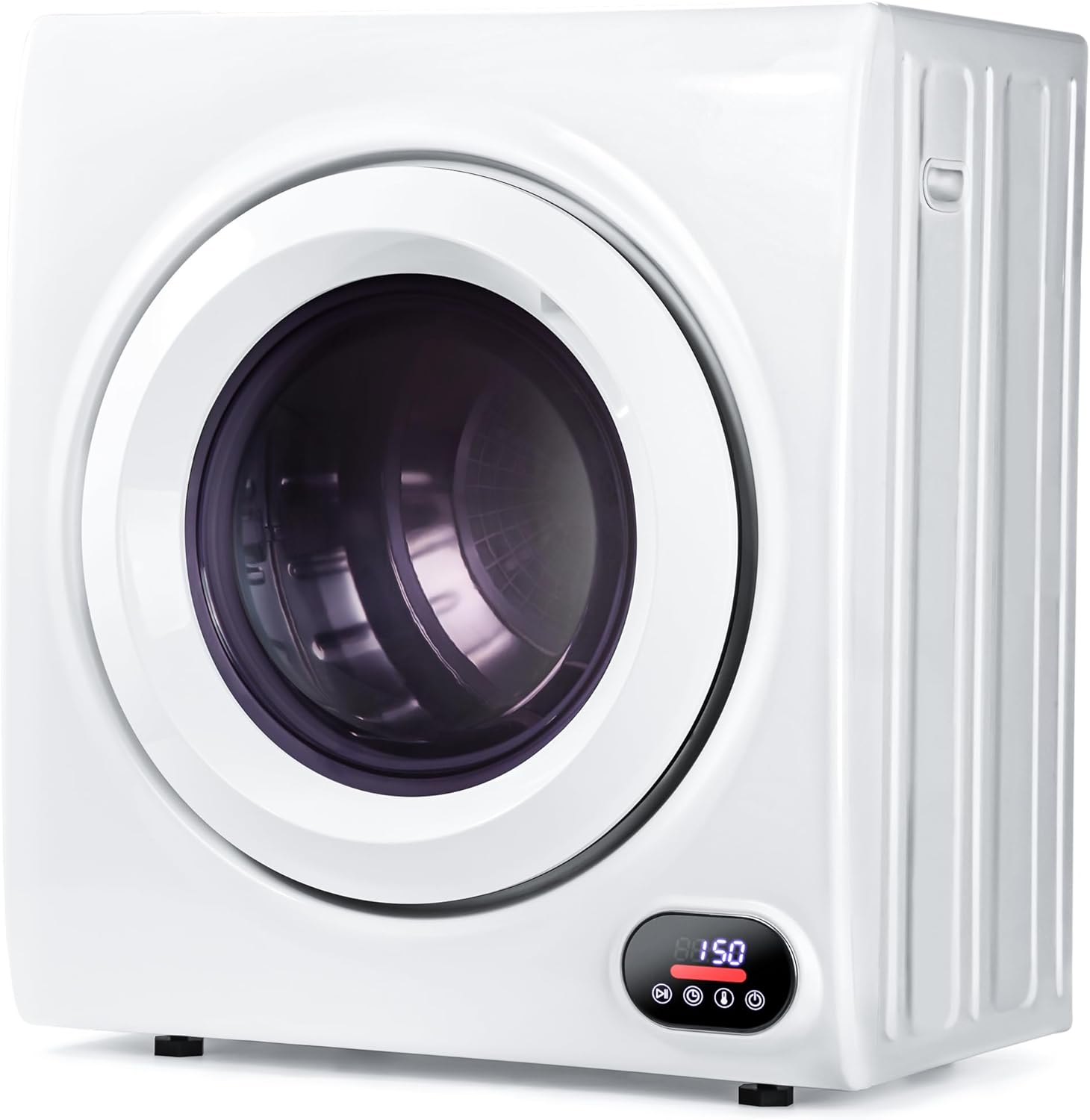 21.1 LBS Compact Laundry Dryer, 3.5 cu ft Front Load Stainless Steel Clothes Dryers With Exhaust Pipe, 1500W, LCD Control Panel, 4 Function Portable Dryer For Apartments, Home, Dorm, White