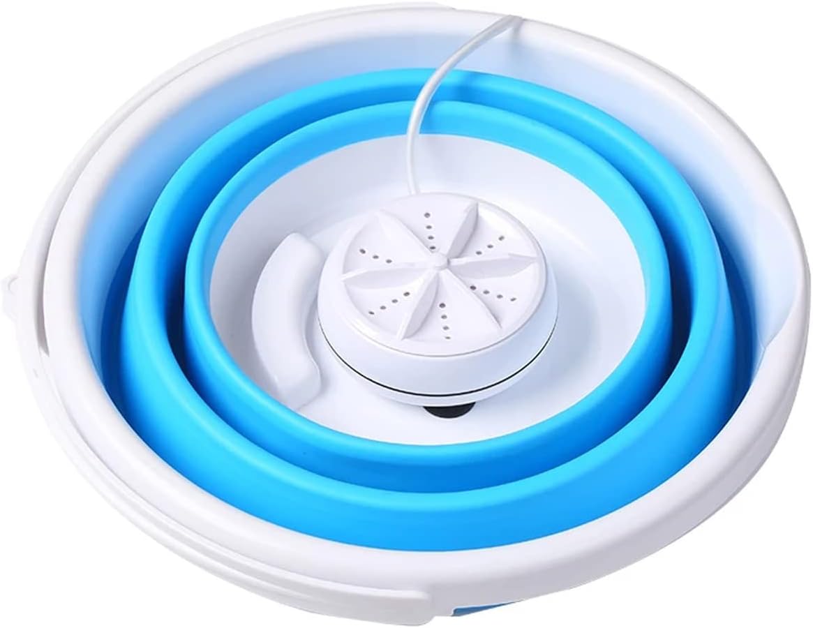 Mini Washing Machine, 10L Ultrasonic Mini Washer, Foldable Laundry Tub by USB Powered, for Home Travel Apartments Dorms Socks Underwear Bra