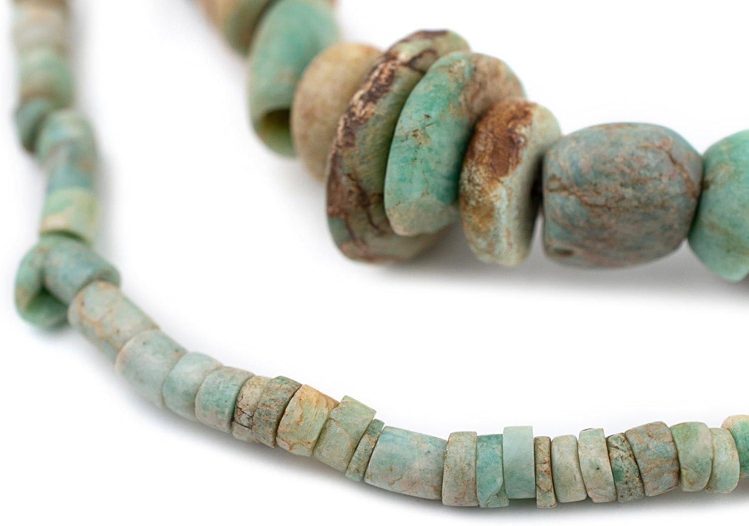 The Bead Chest Ancient Amazonite African Stone Beads #8626 15mm Mali Green Cylinder Gemstone Large Hole 36 Inch Strand Handmade