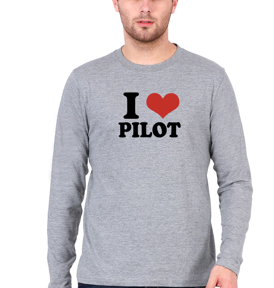 I LOVE PILOT Full Sleeves T-Shirt for Men