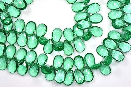 2 Strands AAAA Vivid 8 Inch Strand 9x14mm High Polished Florite Green Quartz Faceted Pear Shape Briolette Beads Code-HIGH-59258