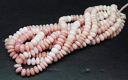 Natural Pink Opal Smooth Rondelle Gemstone Loose Craft Beads Strand 8 Inch Long 10mm Code-HIGH-1553