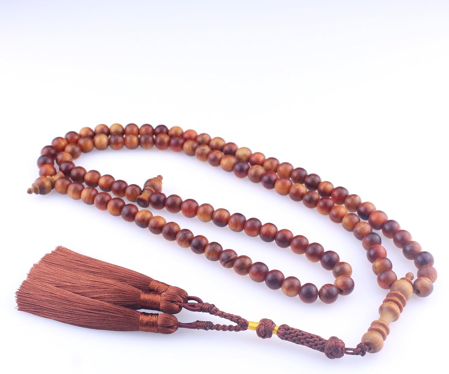 Muslims Islamic Dhikr 99 Tasbeeh Tasbih Prayer Beads, Brown Wood Beads with Tassel