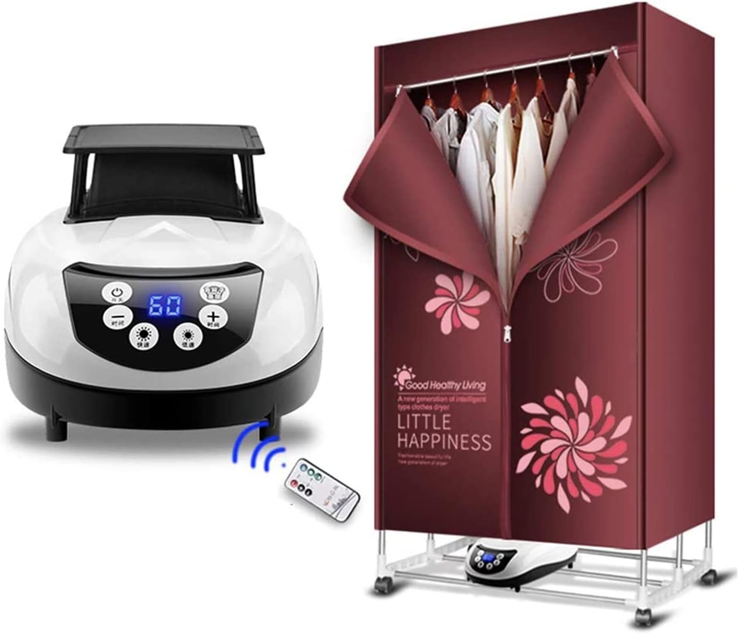 Electric Clothes Dryer,Portable 2-Tier Electric Clothes Drying Rack with Remote Control,Foldable 1500w Energy Saving 59 inch Digital Automatic Timer for House The New