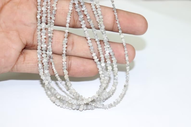 Natural Raw White Diamond Uncut Beads 3-4 mm Diamond Beads Uncut Diamond Beads Grey Diamond Beads Raw Diamond Beads