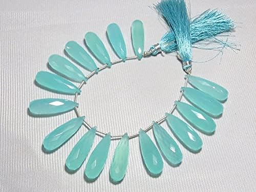8 inch Strand of Natural Chalcedony 10-32mm Drop Faceted briolette Beads for DIY Jewelry Making. |BRIO_01615