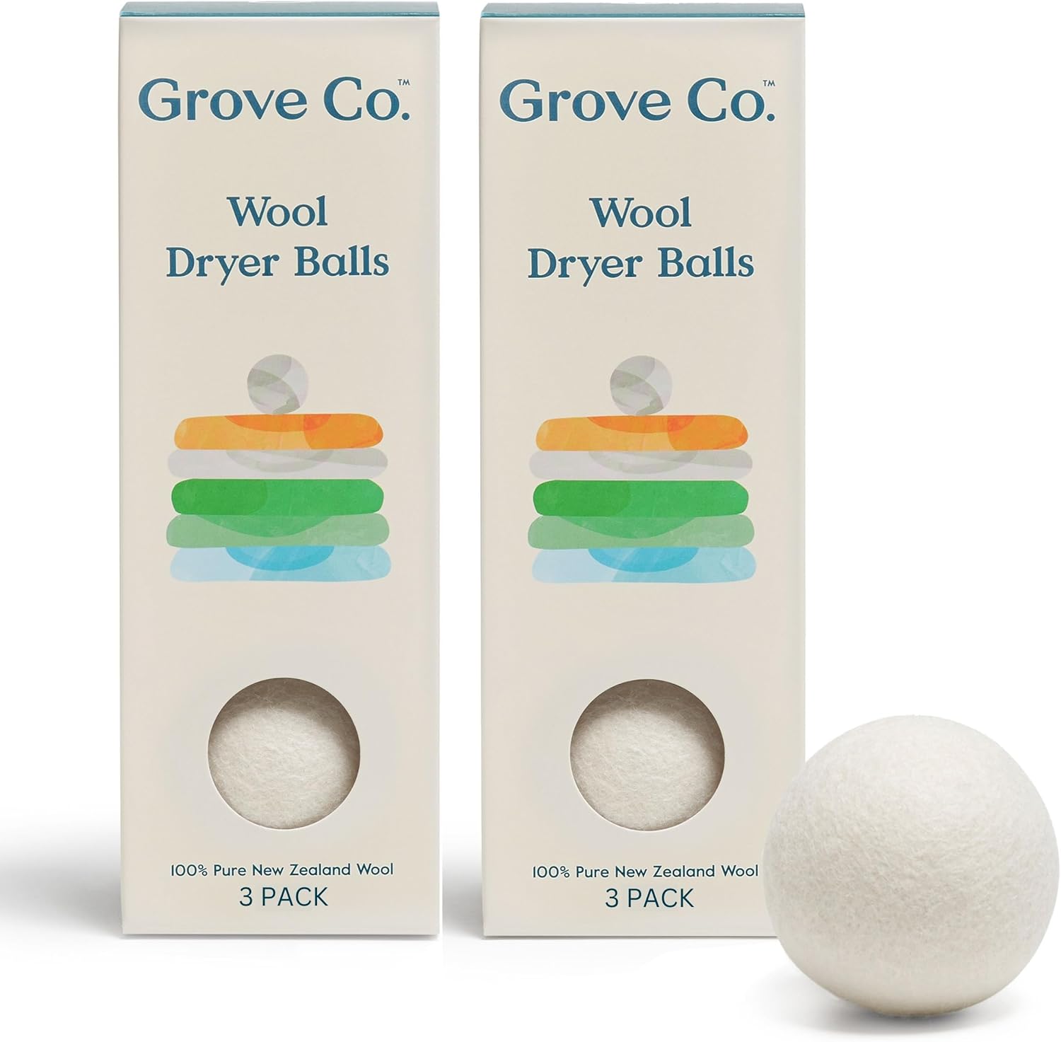 Grove Co. Wool Dryer Balls, Reusable Laundry Balls for Dryer, 100% New Zealand Wool, Reduce Drying Time, Wrinkles & Static, Sustainably Designed Laundry Essentials, Hypoallergenic, Unscented, 3 Pack
