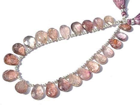 8 Inches Strand. New AHIGHival Natural Moss Amethyst Faceted Pear Briolette Size 13x9-15x10mm Code-HIGH-40856