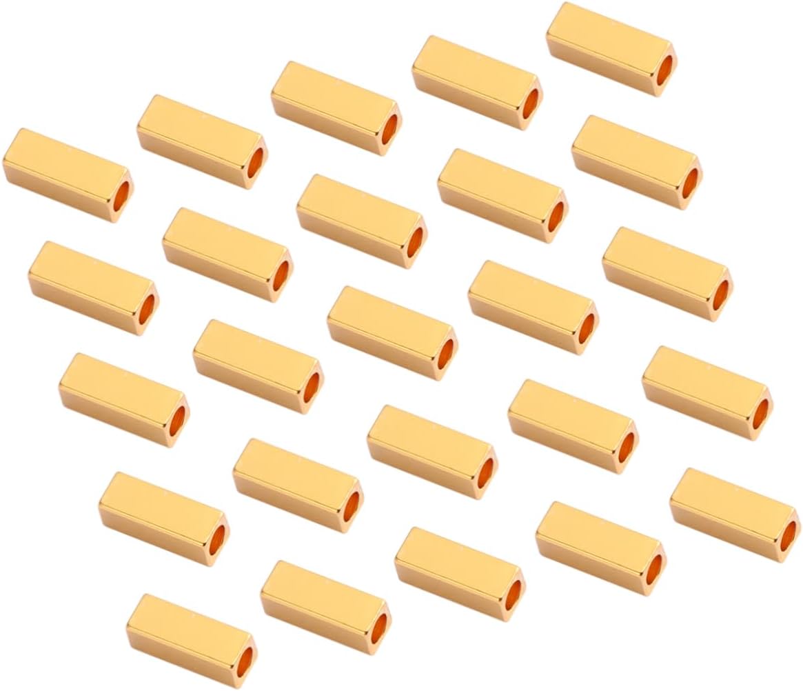 50pcs Necklace Bracelets Jewlery Charm Spacer Beads Metal Loose Beads Metal Shims Copper Tube Spacers (As Shown Size 1)