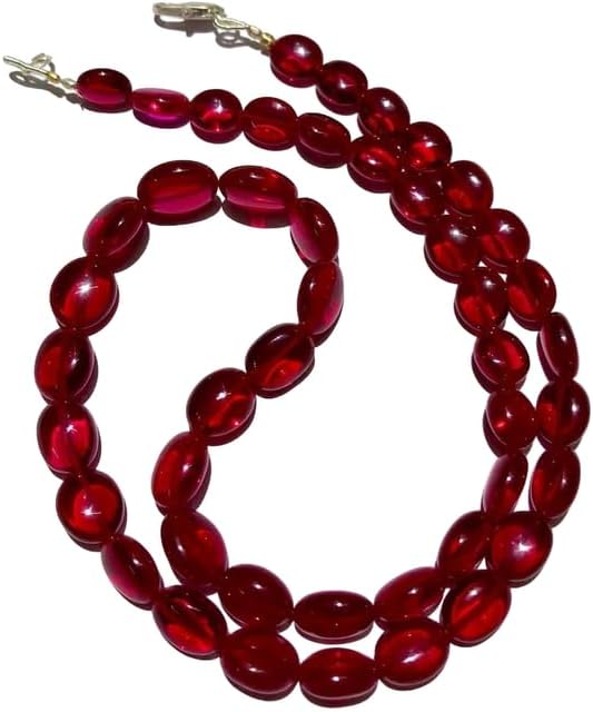 Hand_Crafted Natural Ruby Corundum Oval soomth Beads 9x12-10x12mm 26 Inch Long String Jewelry Making Beads for Necklace YO-NECK-21519