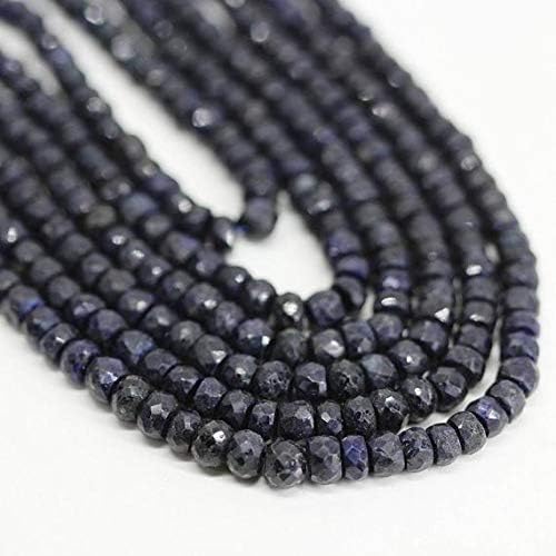 Natural Blue Sapphire Faceted Rondelle Micro Gemstone Craft Loose Beads Strand 16 Inch Long 3mm 5mm Code-HIGH-25939