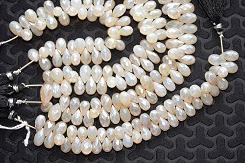 6 Inch Strand 7x10-7x14mm Sparkling Lustrous Pearl Chalceny Faceted Tear Drop Beads Strand Code-HIGH-59408
