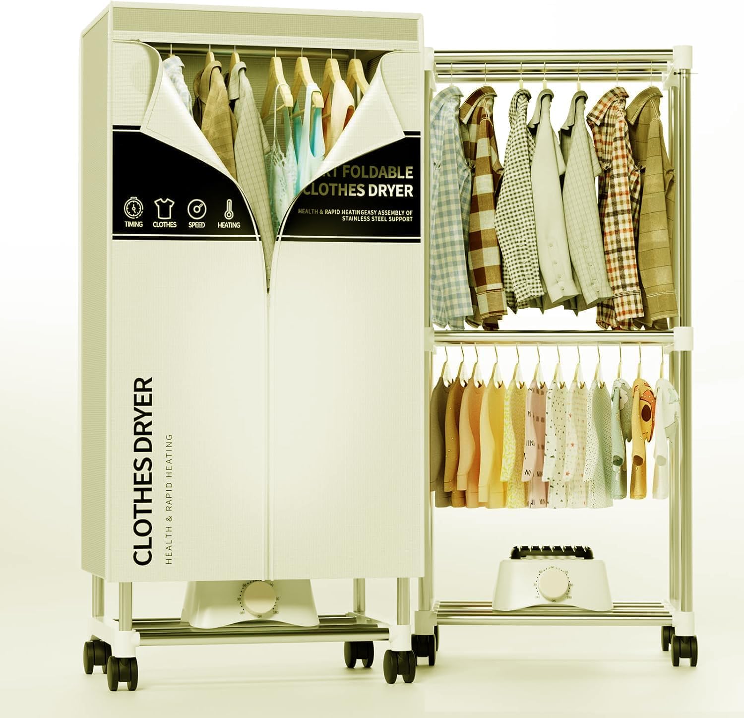 Clothes Dryer, Portable Drying Machine with Timer, 60inch Laundry Drying Wardrobe with Large Capacity, Electric Dryer/Rack for Home | Appartments (Grey ZU1)