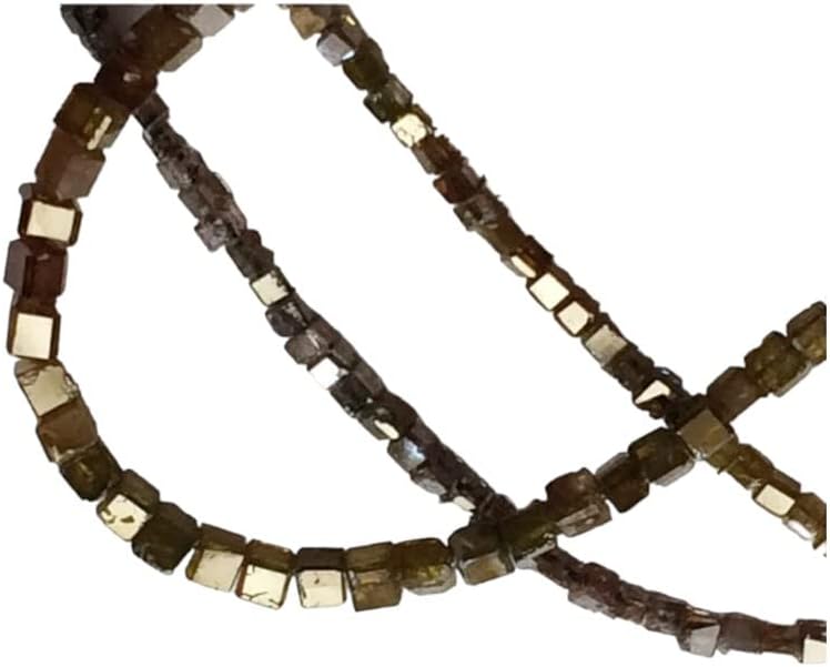 1.5mm To 2.5mm Brown Sparkling Faceted Diamond Box Cubes, Diamond Box Beads Conflict Free Faceted Cube Diamonds For Jewelry (4IN To 16IN), 1.5 MM - 2.5 MM