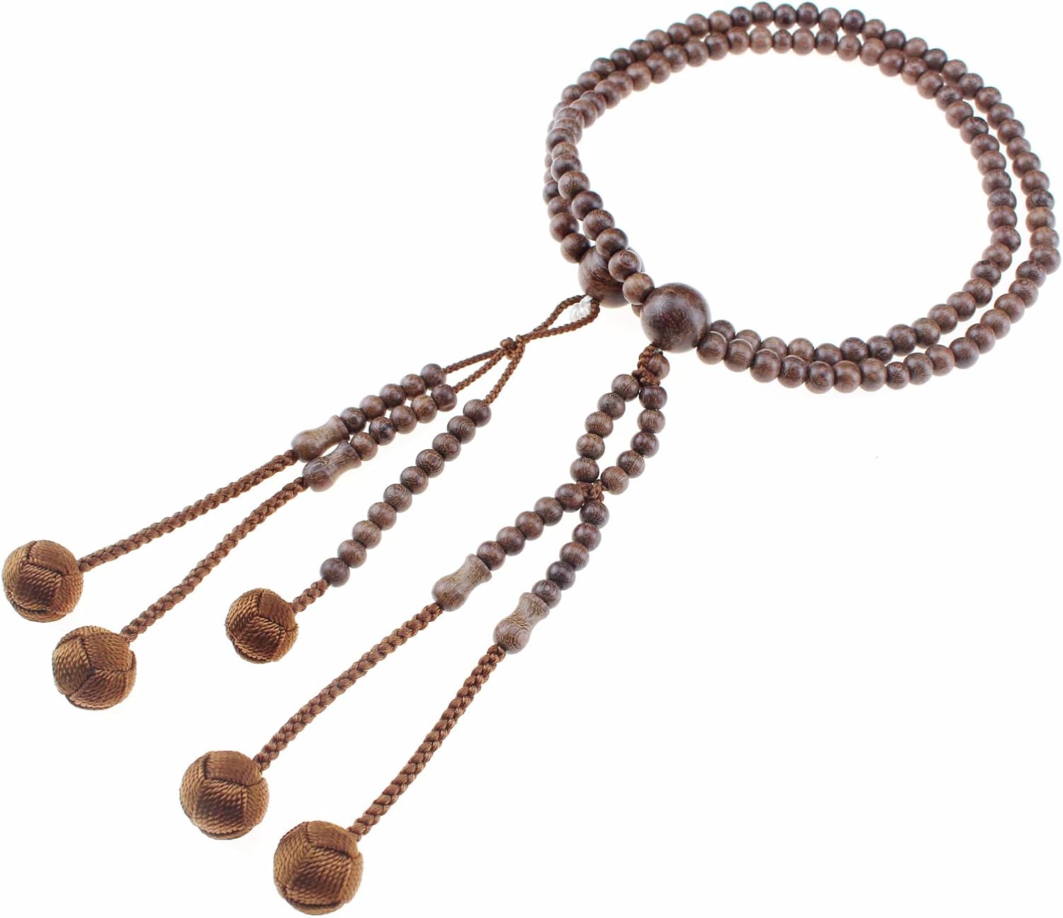 Nichiren Buddhism Soka Gakkai SGI Rosary Beads, Traditional Japan Handmade Prayer Beads, Phoebe Sheareri Zhennan Wood Beads, Brown, 1.2 feet