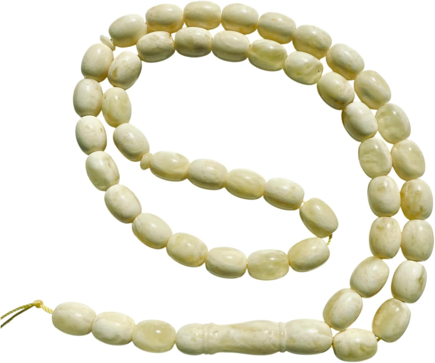 AMBERSTONE Muslim Prayer Beads Tasbih - Premium Handmade Baltic Amber Tasbeeh for Dhikr - Natural Milky Amber Islamic Rosary Misbaha Subha - 45+3 Beads / 33.6 g