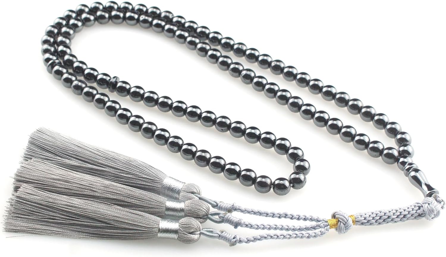 Muslims Islamic Dhikr Tasbeeh 99 Tasbih Prayer Beads, Hematite Beads with Tassel