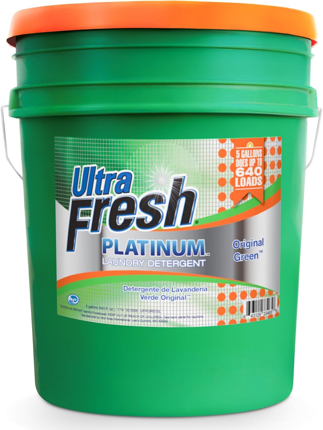 Ultra Fresh Liquid Laundry Detergent Washing Soap, 3X Platinum, 5 Gal, Original Green - Household Cleaning Supplies and Accessories for Clothing and Fabric Items