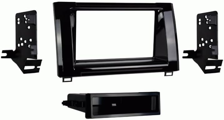 Single DIN Car Stereo Radio Install Kit (High Gloss) Package Compatible with Toyota Tundra 2020 & 2021 Without Factory Amplifier