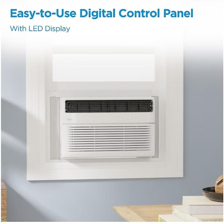 Midea Smart 8,000 BTU 350 sq. ft. Window Air Conditioner, 3-in1 Comfort: get cooling, dehumidification, & fan modes, Intelligent Features: sleep mode and 24 hours - MAW08S1JWT-B