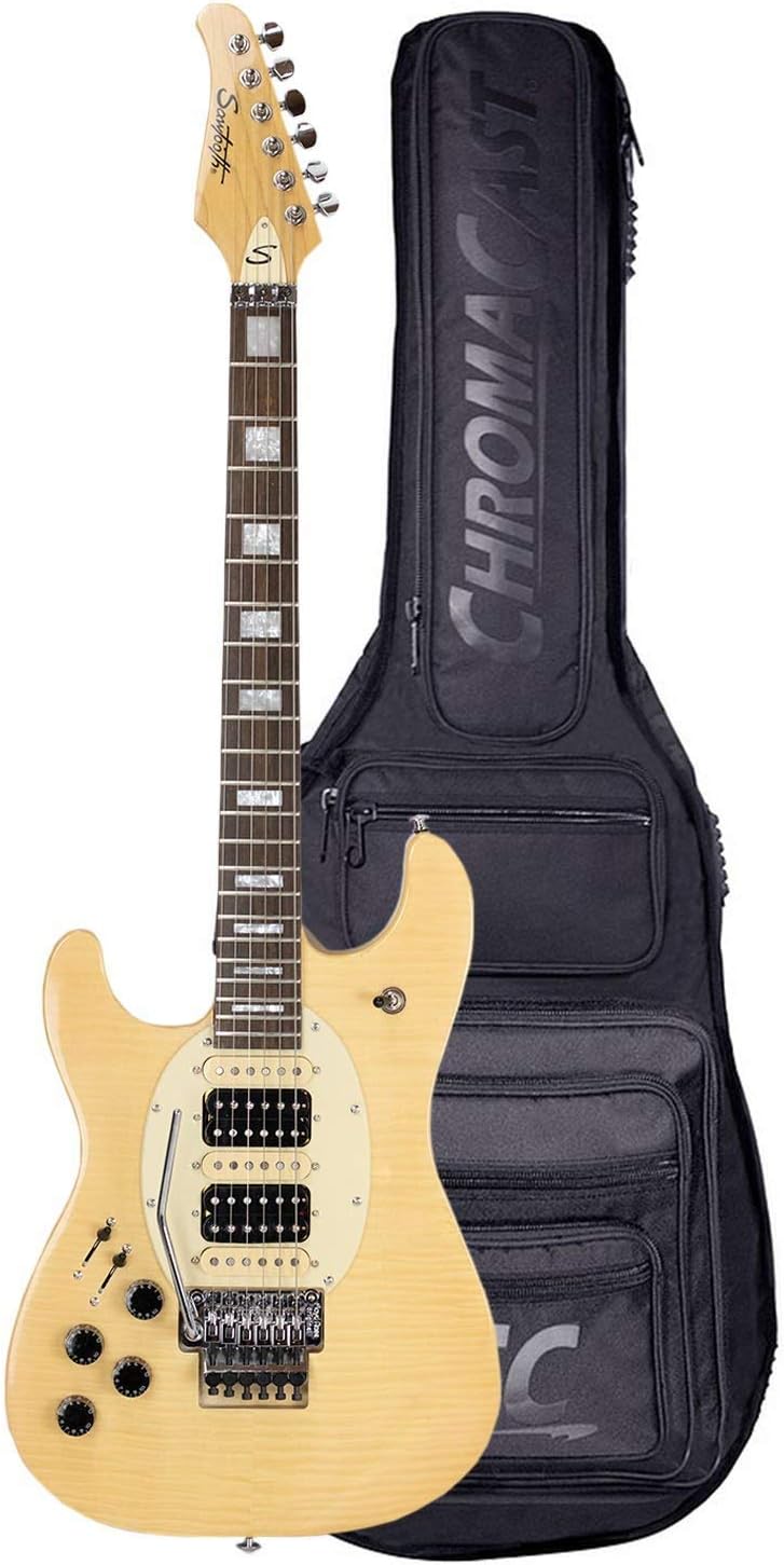 Sawtooth 6 String Solid-Body Electric Guitar, Left-Handed Natural Flame (ST-ES-LH-HYBRID-FL-NFM)