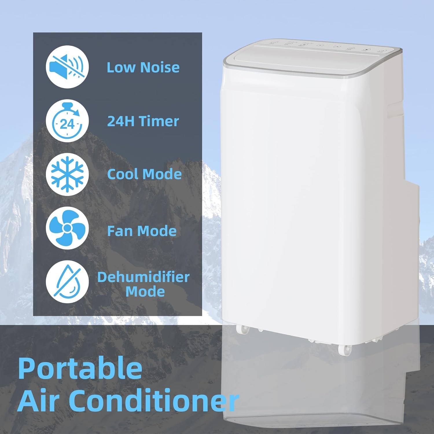 12000 BTUs Portable Air Conditioner - Efficient 3-in-1 Cooling Solution for Rooms Up to 450 Sq. Ft, Quiet Operation for Comfort