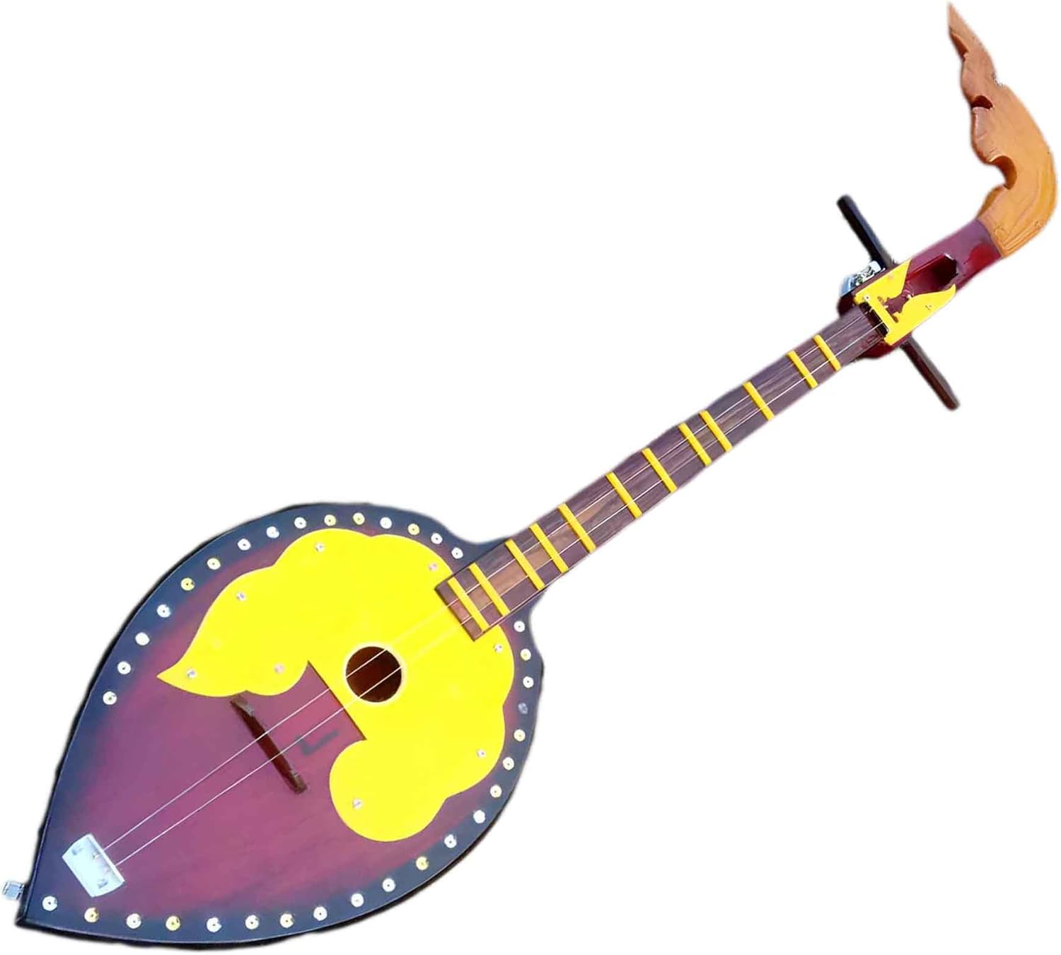 Ancient Isarn Acoustic Phin 2 Strings, Thai Lao Guitar Musical Instrument, Traditional Thai Classical Musical Pin130