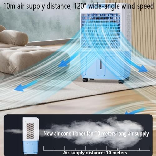 Windowless Portable Air Conditioner 3-IN-1 Evaporative Air Cooler with Copper Motor, Large Water Tank, Ice Packs & 120° Oscillation for Indoor & Outdoor Use(90CM)