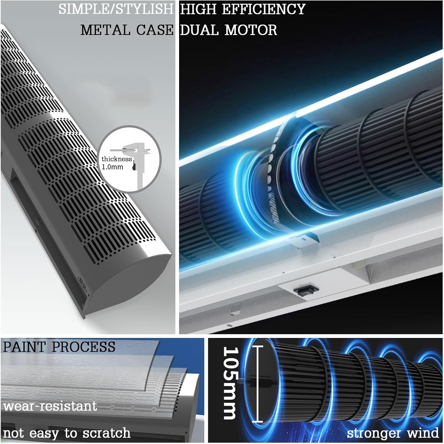 Air Curtain,Commercial Silent Door Air Curtain Machine, Energy-Saving Remote Control Black, Available in 1.5/1.8/2 Meters(0.9m)