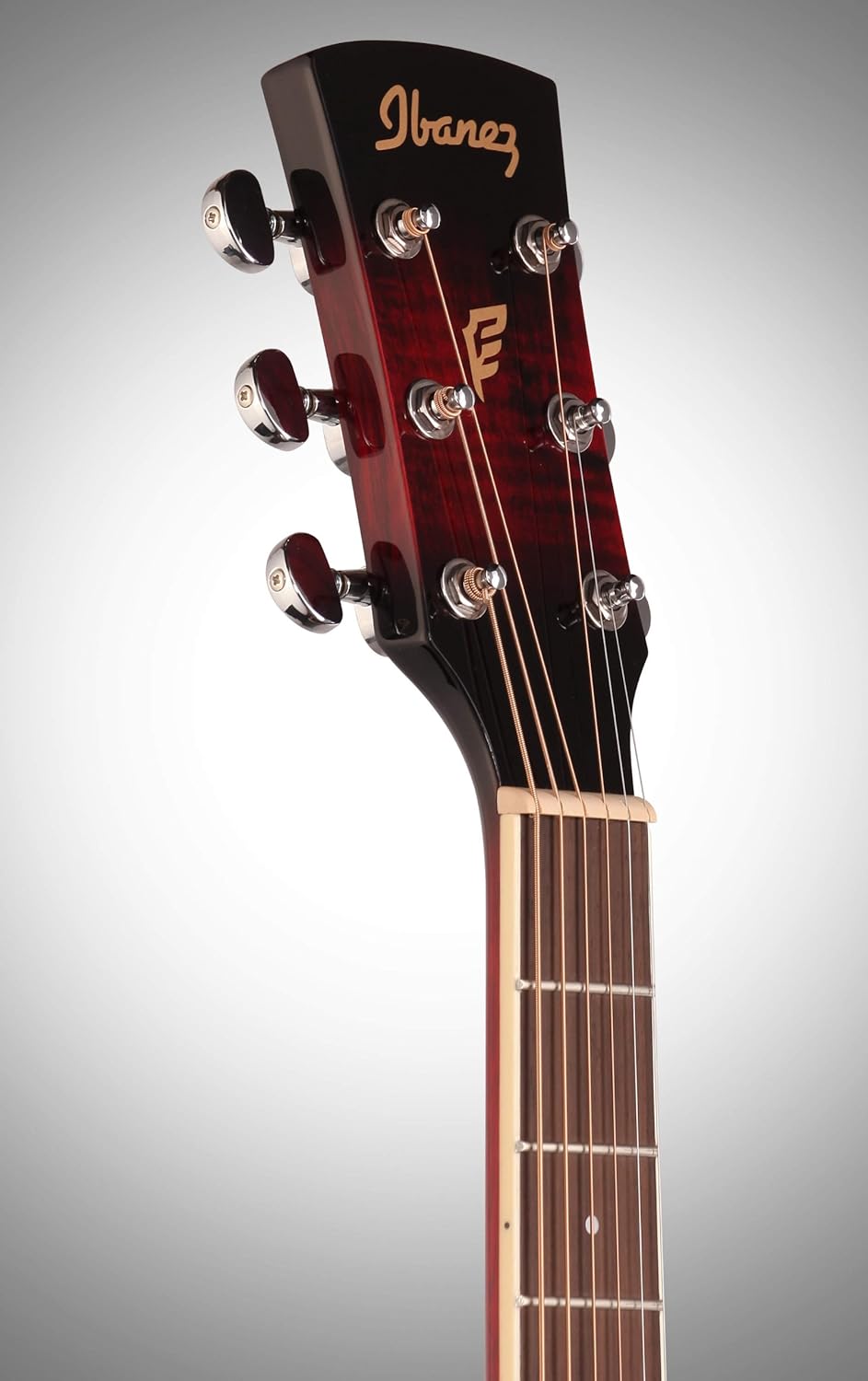 Ibanez PF28ECE PF Acoustic-Electric Guitar, Transparent Red Sunburst High Gloss