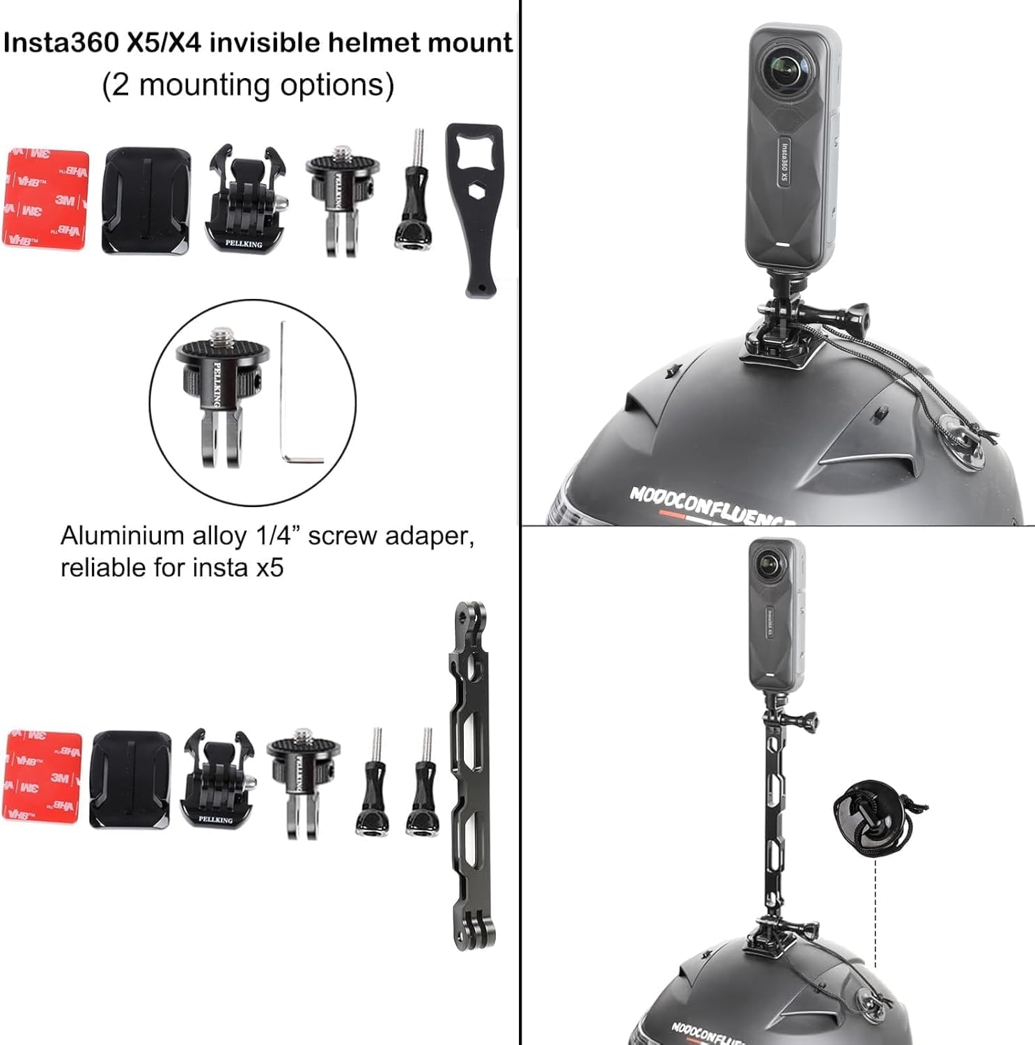 PellKing Accessories Kit for insta360 X4,Included Carrying Case with Belt,2 Pcs Metal 1/4