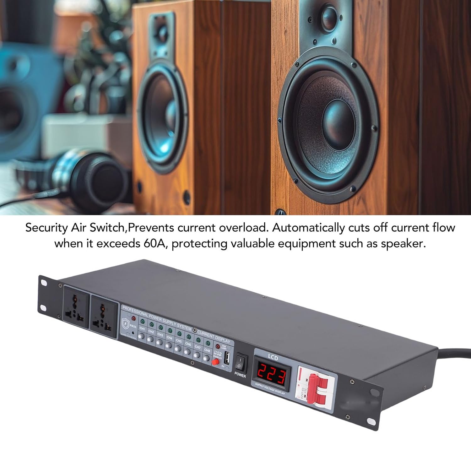 GOWENIC Power Sequencer, Professional 10 Channel Power Sequence Controller with Digital Display, Delay Switch Function for Stage Amplifier Speaker Audio Equipment (US Plug)