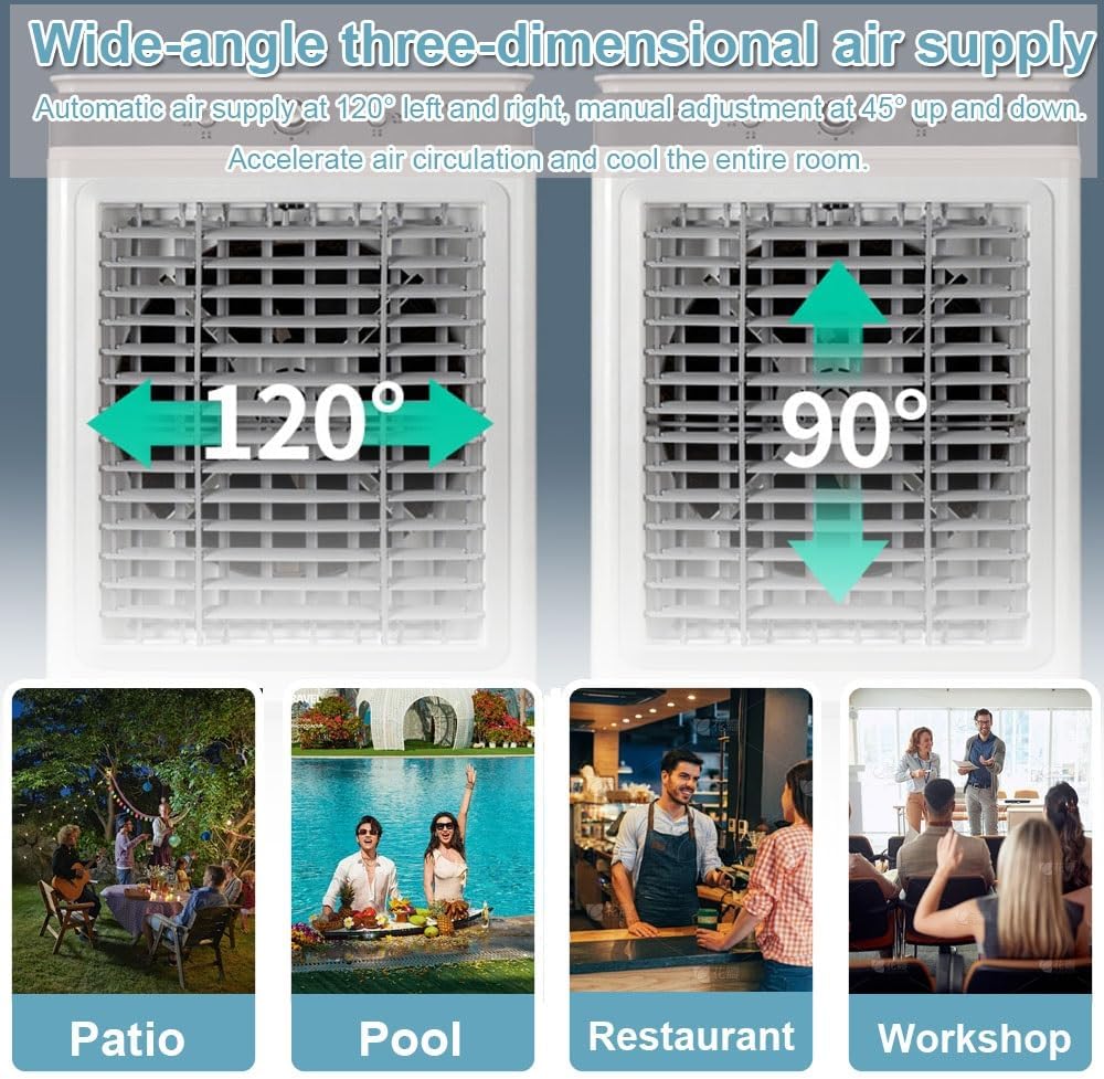 Evaporative Air Cooler Portable, Energy Saved Cooling Fan With 9 Gal Tank, Swamp Cooler With Universal Wheel, Portable Air Conditioner For Bedroom Home Office
