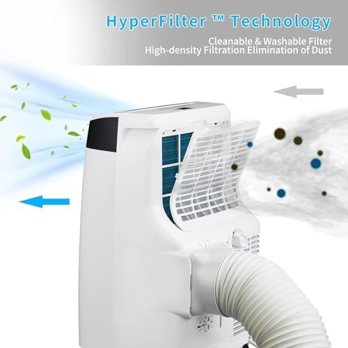 10,000 BTU Portable Air Conditioner Kit, 4 in 1 Floor AC Unit With Dehumidifier, Fan, Auto, Sleep Modes, Functional AC Unit Remote Control & Window Kit Included, Cools up to 450 Sq. Ft, 24H Timer