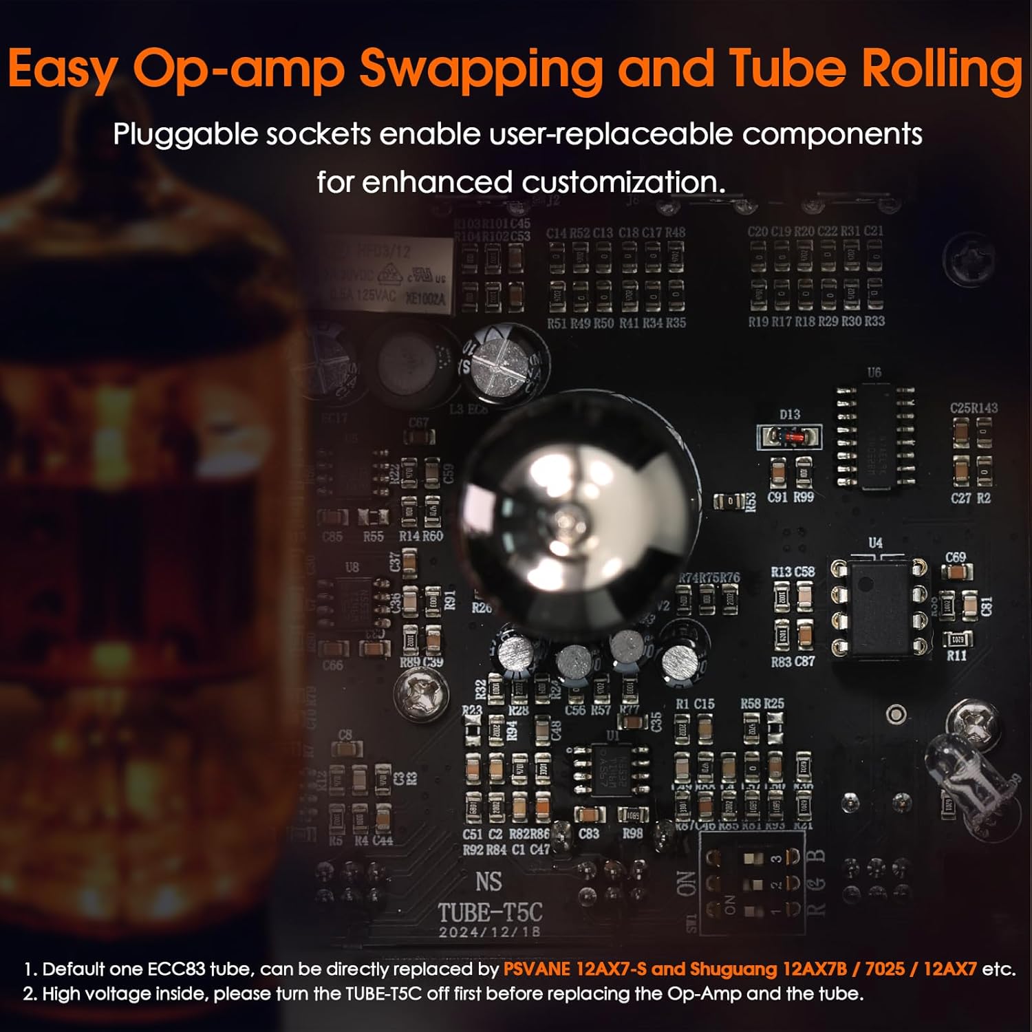 ​Douk Audio Vacuum Tube Preamp: Headphone Amp with VU Meter, 4-Way RCA Selector Switch Box, Preamplifier with Tone Control for​ Receivers, Amplifiers, Speakers, 16-600Ω Headphones (TUBE-T5C)