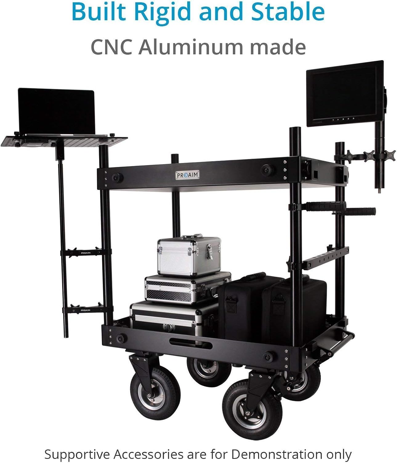 PROAIM 42” Victor V1.1 Video Production Camera Cart. Adjustable Top Shelf & Accessory Bar, Foldable. for Film/Studio/Stage/Lighting Storage Cart. Payload up to 200kg/440.9lb. (VCTR-V1-42)