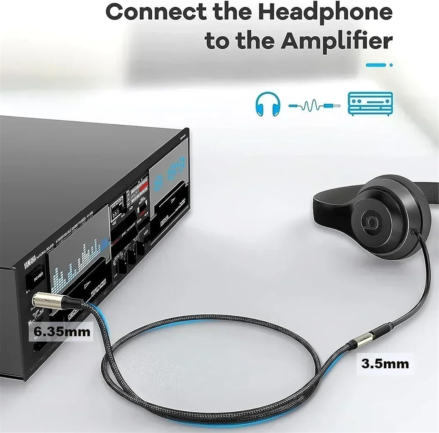 6.35mm to 3.5mm Headphone Adapter 1/4 Male to 1/8 Female TRS Stereo Jack Audio Extension Cord for Mixer Guitar Piano Amp Speaker(Pack of 5,8m)