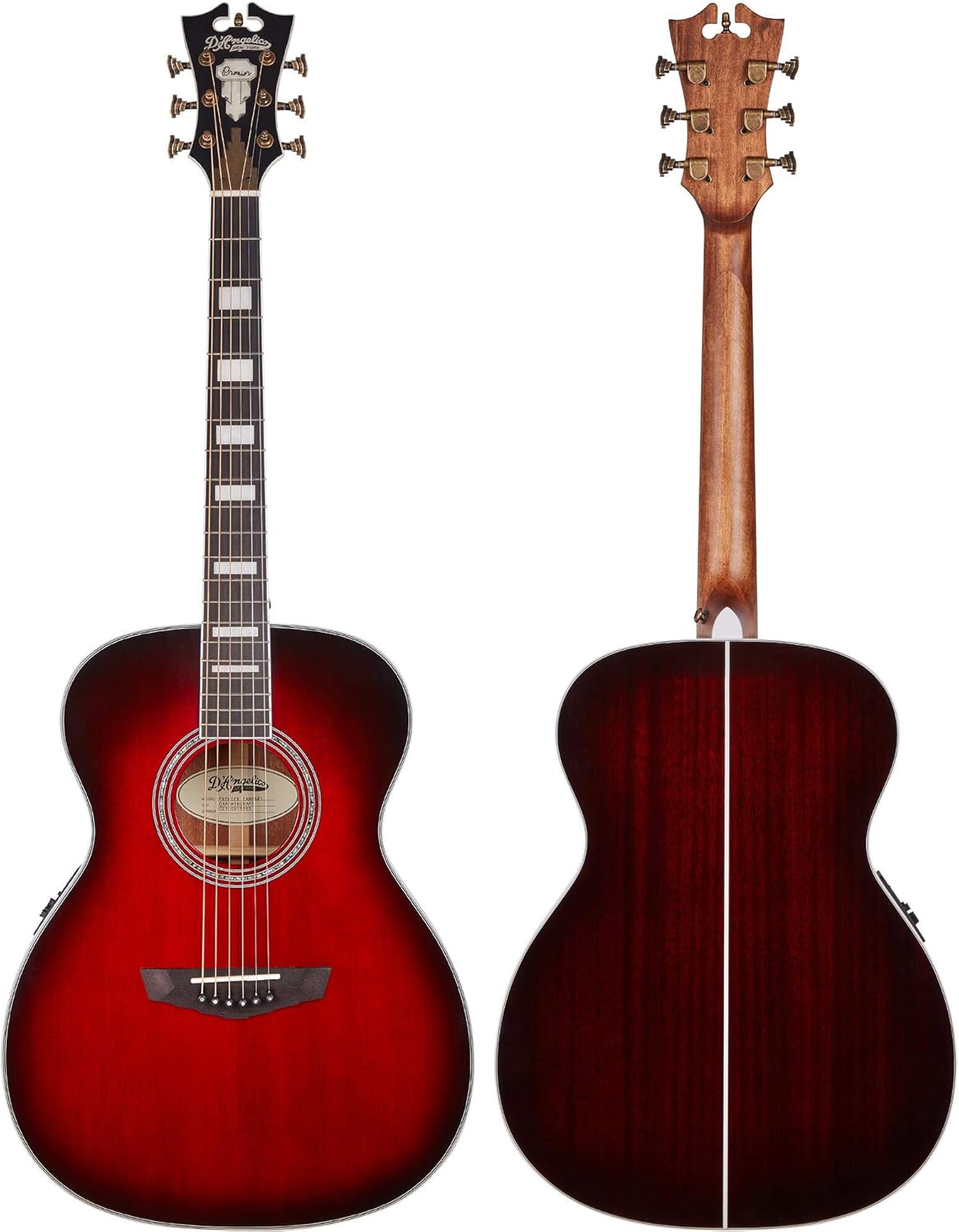 D'Angelico Electro Acoustic 6 String Guitar, Right, Trans Black Cherry Burst (DAPOMTBCBAPS)