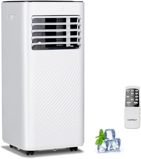 LDAILY Portable Air Conditioners, 4-in-1 Quiet Air Cooler with Fan, Dehumidifier, Sleep Mode, Remote, Touch Screen, 1-24 Timer, AC Unit for Bedroom, Home, up to 350 Sq.Ft (White + Black, 10000 BTU)