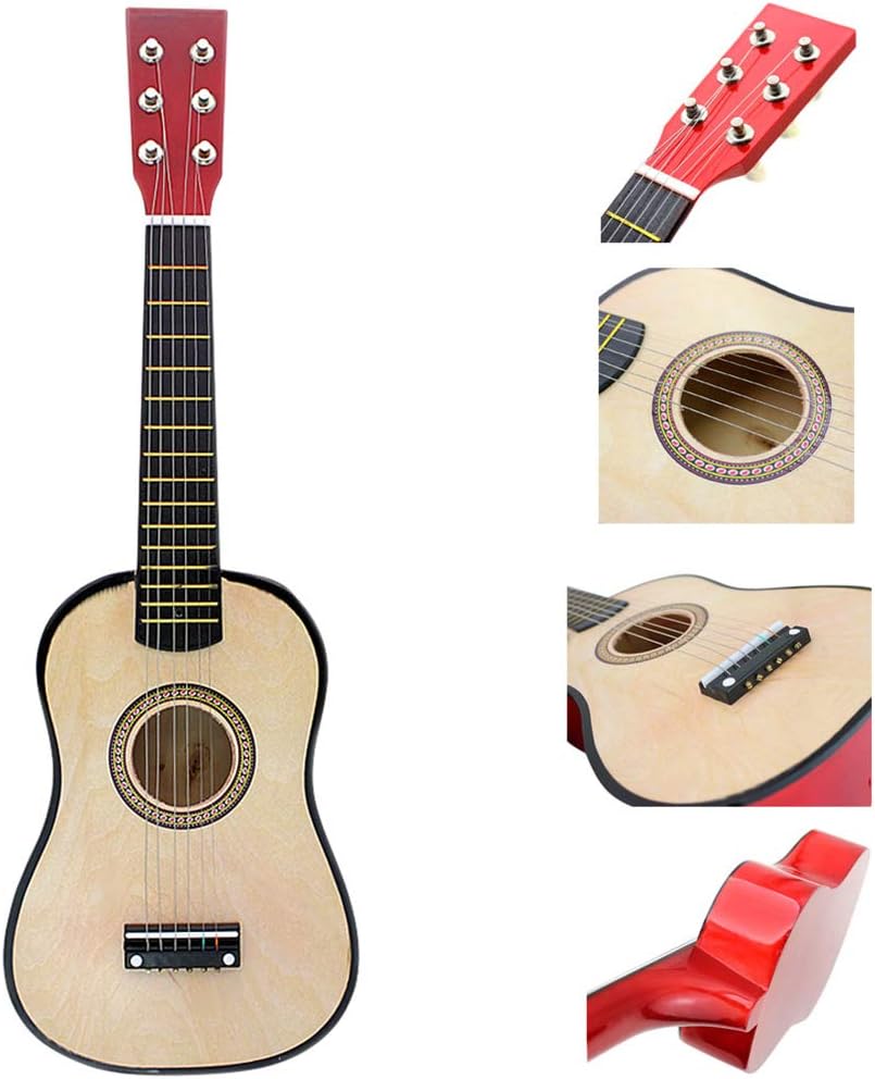 23in Wooden Guitar Basswood 6 String Mini Guitar Musical Instrument for Beginners (Wood)