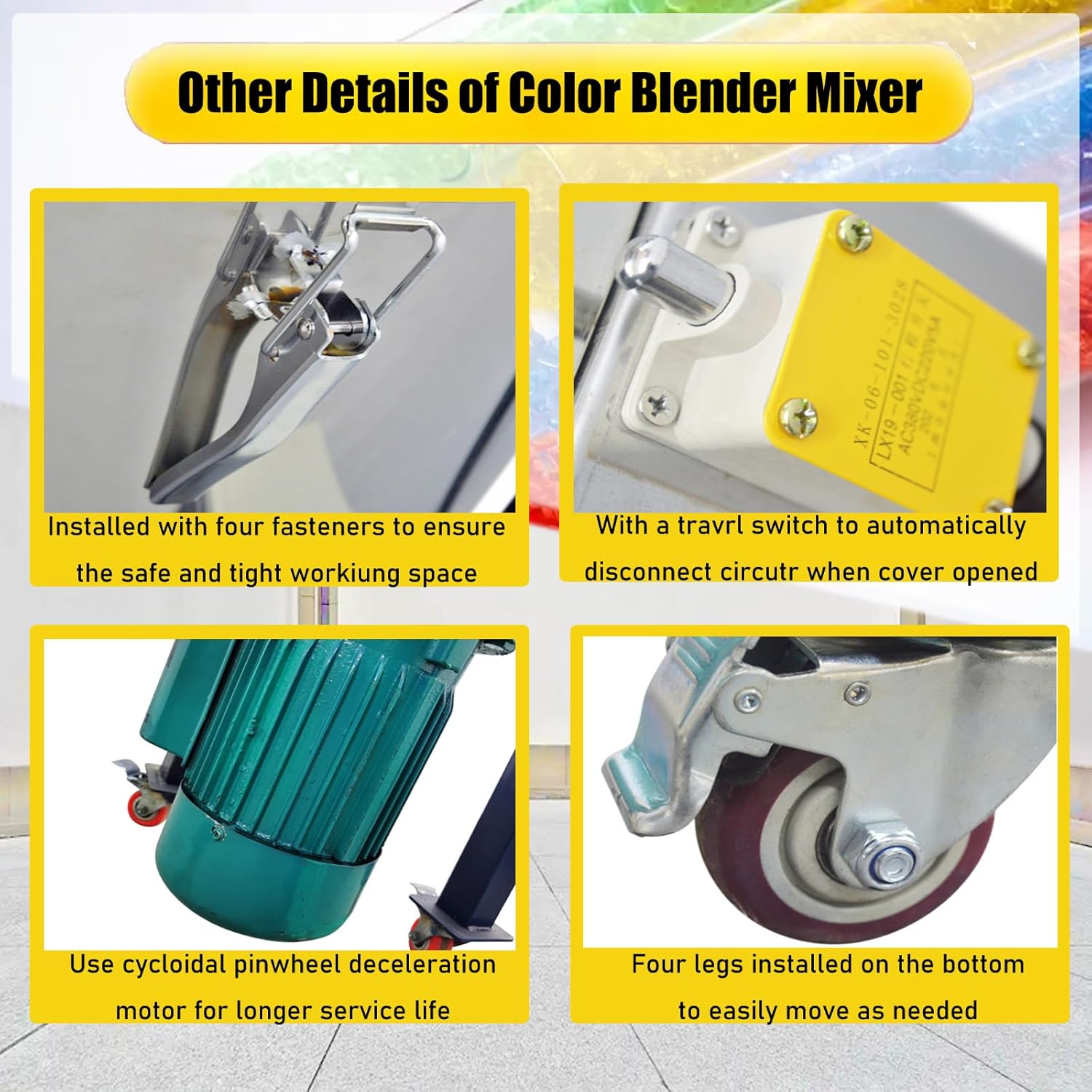 Industrial Blender Mixer Vertical Color Mixer 50kg Tank Material Mixing Machine Vertical Blade Vortex Type Blender 2HP Stainless Steel Blending Mixing Machine, AC110V Single-Phase