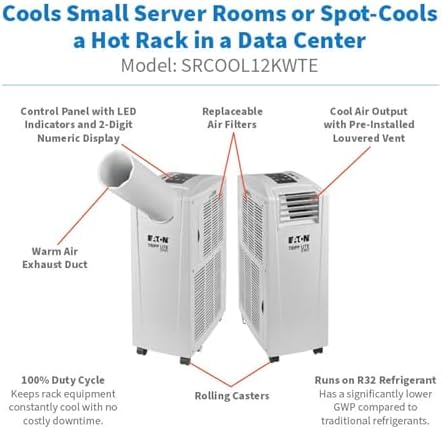 Eaton Tripp Lite SRCOOL12KWTE Spot Cooler Air Conditioner with Ionizer and Air Filter, 13,000 BTU (3.8kW), 120V, High Efficiency, Portable Self-Contained AC Unit