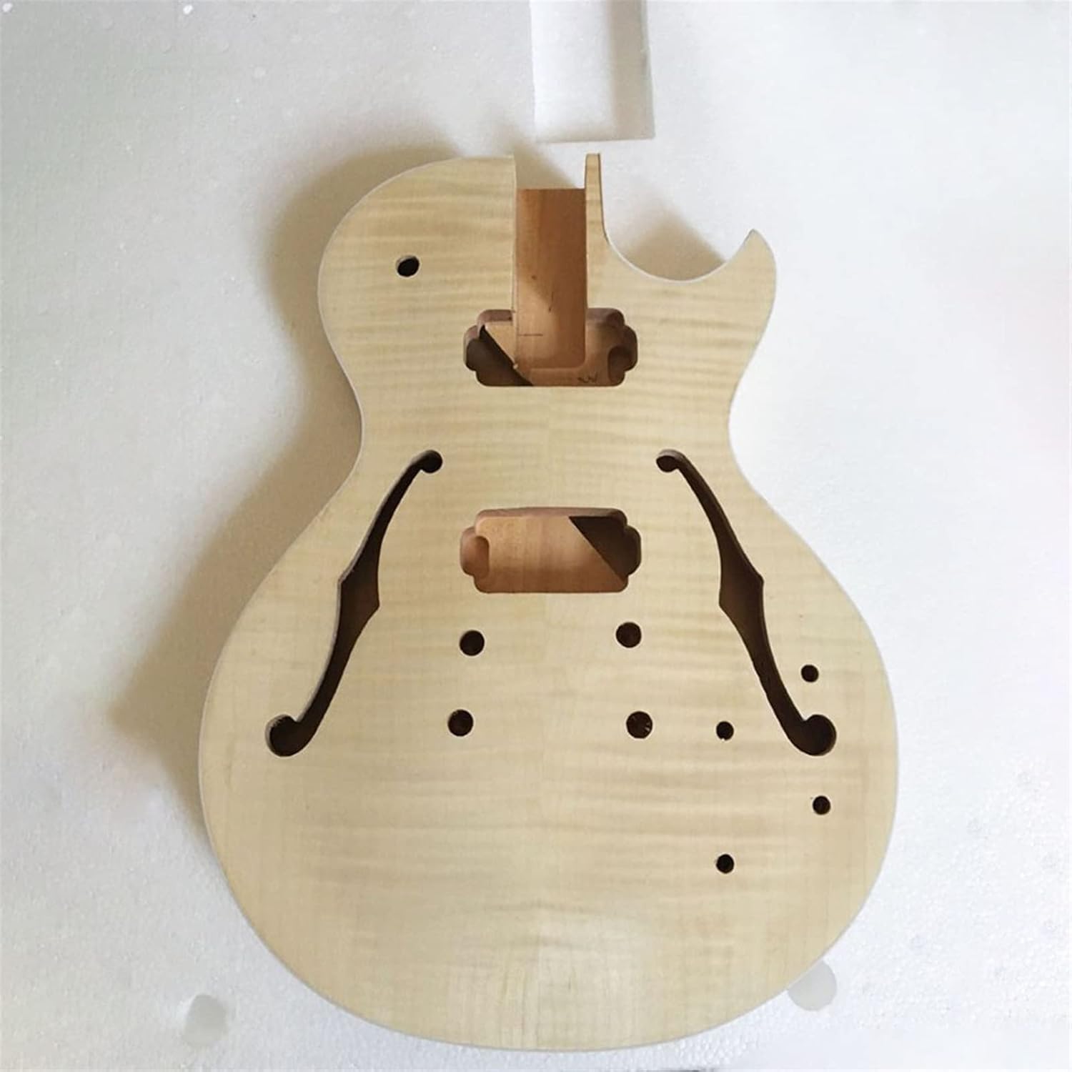 TSTS DIY Unfinished Electric Guitar Kit Solid Mahogany Body & Headstock are with Flame Maple Top Unfinished Electric Guitar Kit