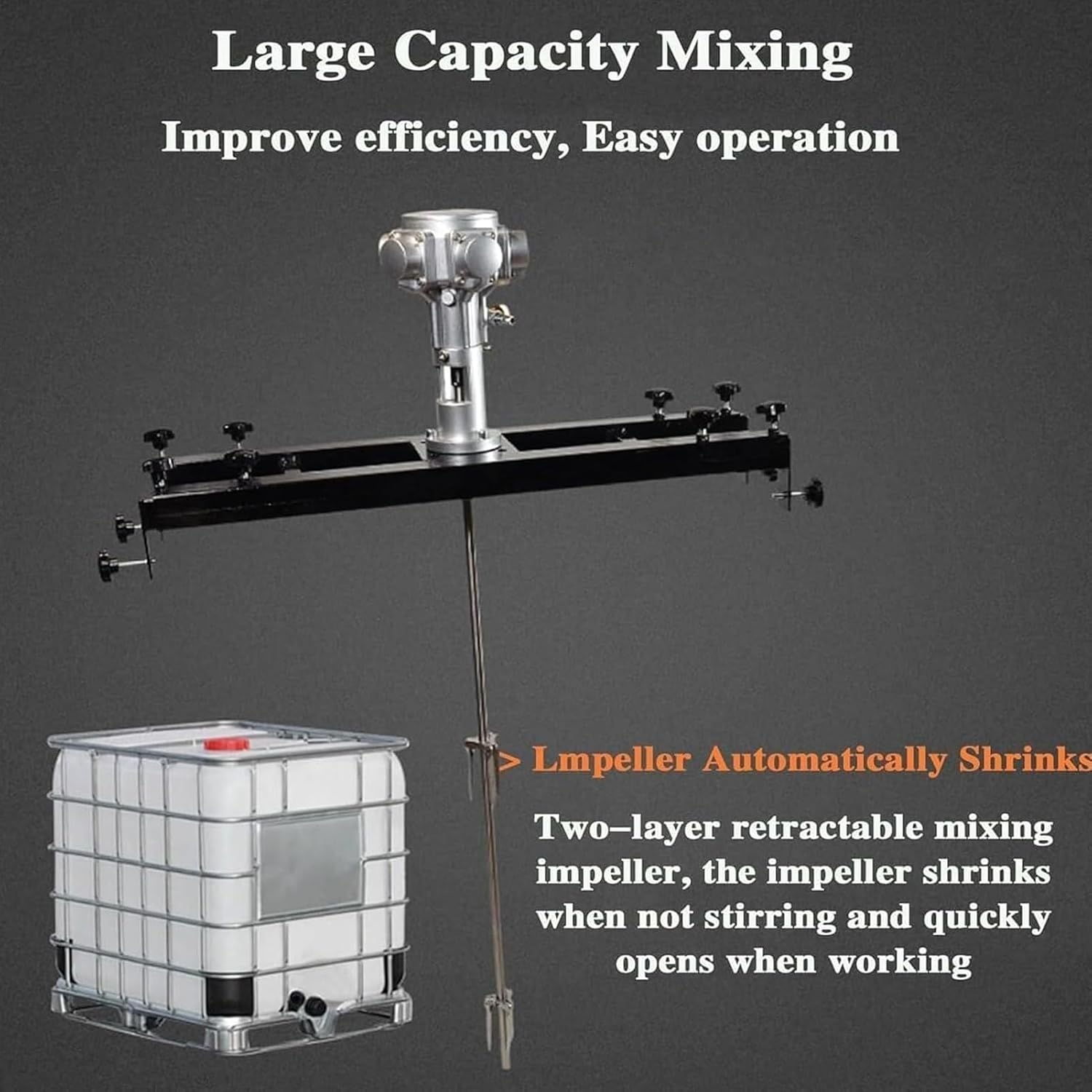 IBC Agitator, Commercial 1 Ton Paint Stirring Machine with Support Hanger, Folding Propeller, Paint Stirring Machine Mix Tool, Paint Mixing Equipment, for Ink Dissolver Agitator