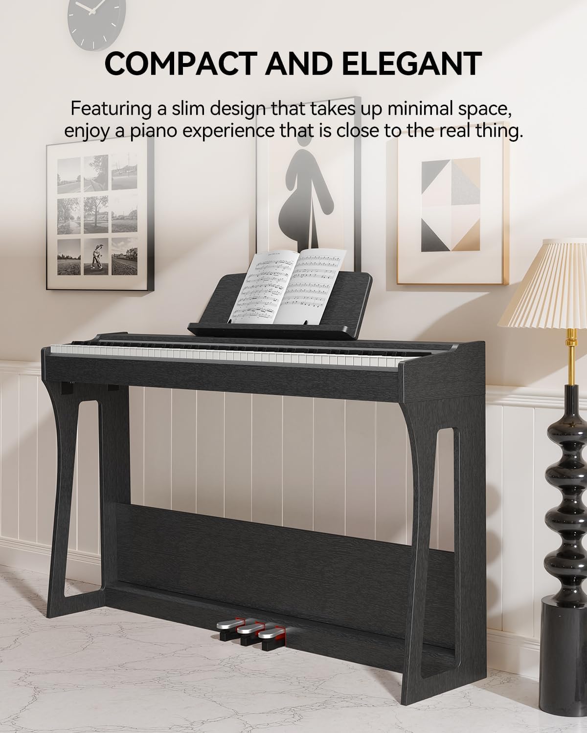 Rhymo 88 Keys Weighted Keyboard Piano, Full Size Hammer Action Digital Piano with Speakers, Wooden Upright Digital Piano, Electronic Piano Keyboard with Furniture Stand Suitable for Beginners