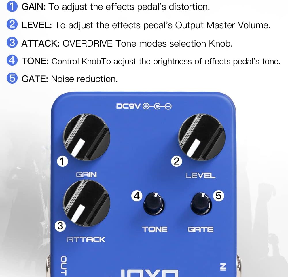 JOYO JF-23 Overdrive Built-in Noise Gate Guitar Effect Pedal and JF-22 Amplifier Simulator Distortion Pedal