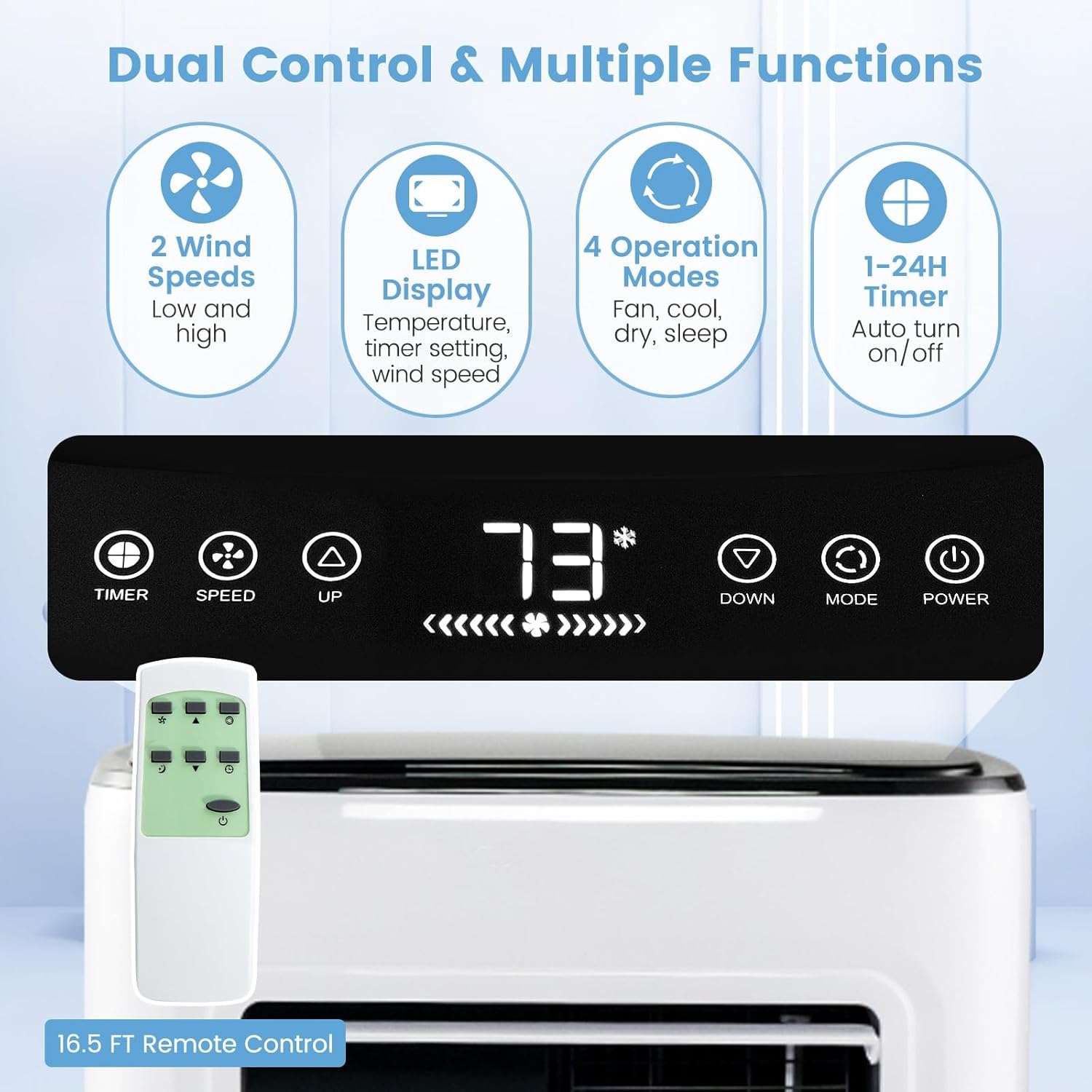 KOTEK Portable Air Conditioners, 9000 BTU Cools up to 280 Sq. Ft 4-in-1 AC Unit for Bedroom w/Sleep/Dehumidifier/Fan/Cool Mode, Window Kit/Remote Control, Room Air Conditioner Portable for Home Office
